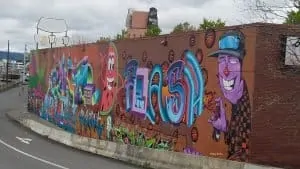 2019 Mural behind NE Sandy Blvd. along north side of I-84. Like jelly beans for the eyes! Enjoy the show. Thank your artists for keeping Portland colorful:@klutcho @dominatah @rupeezy @opasit @theearwig22