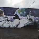 monkey in spacesuit mural by pablo in portland