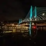 downtown waterfront nighttime tilikum crossing bridge with reflection