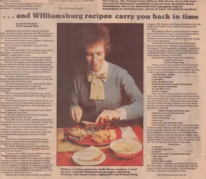 newspaper article showing woman eating meal at table